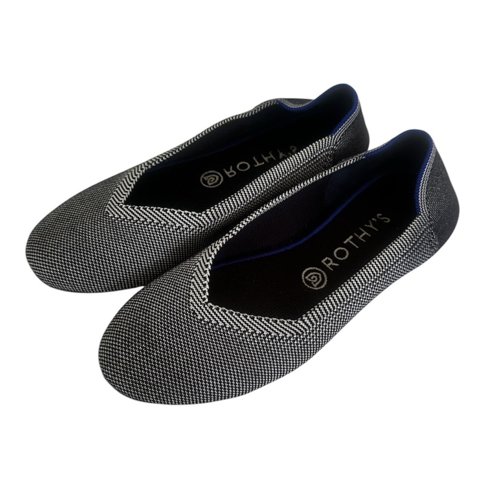 Rothys The flat grey birdseye round toe flat 8.5 W shoes washable